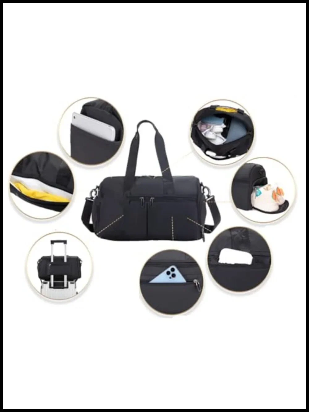 Waterproof Travel Duffel Bag with Shoe Compartment for Gym and Weekend